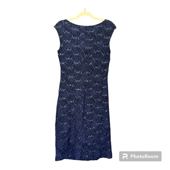 Ralph Lauren Navy Blue Lace Wedding Dress - Picture 2 of 6